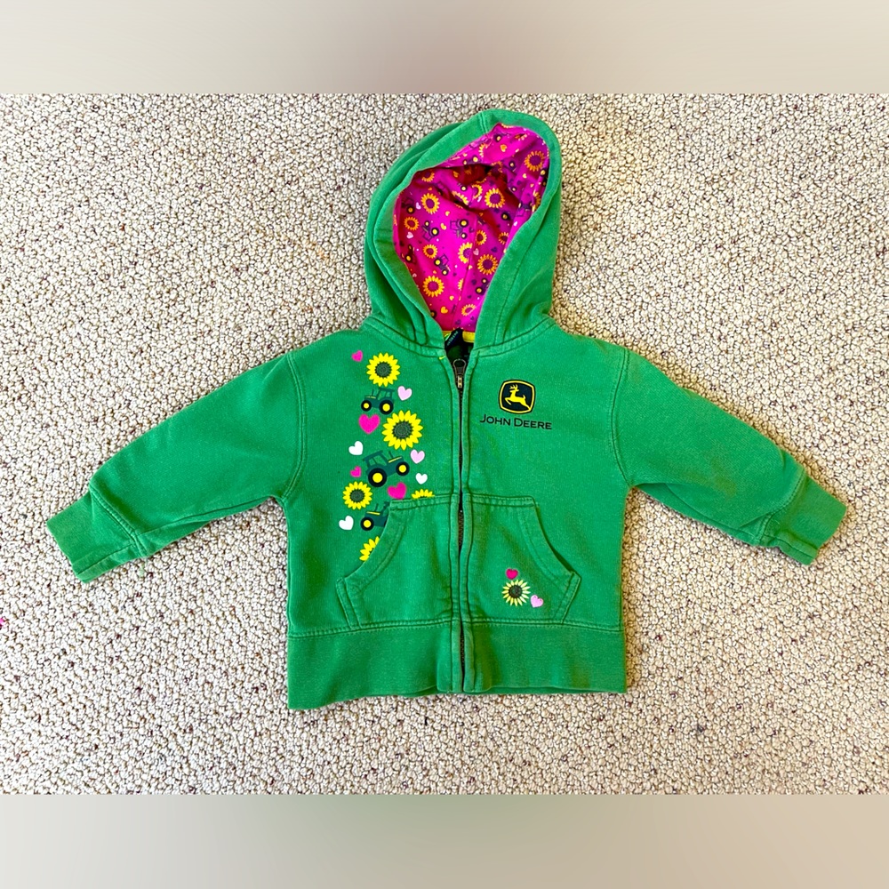 John Deere toddler zip up hoodie size 2T